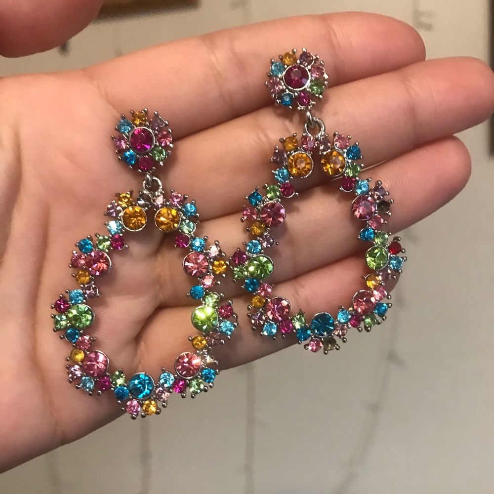 Colorful gemstone statement earrings